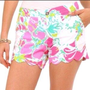 Lilly Pulitzer Buttercup Shorts Flamingo Pink Don’t Give A Cluck Tropical Size 6